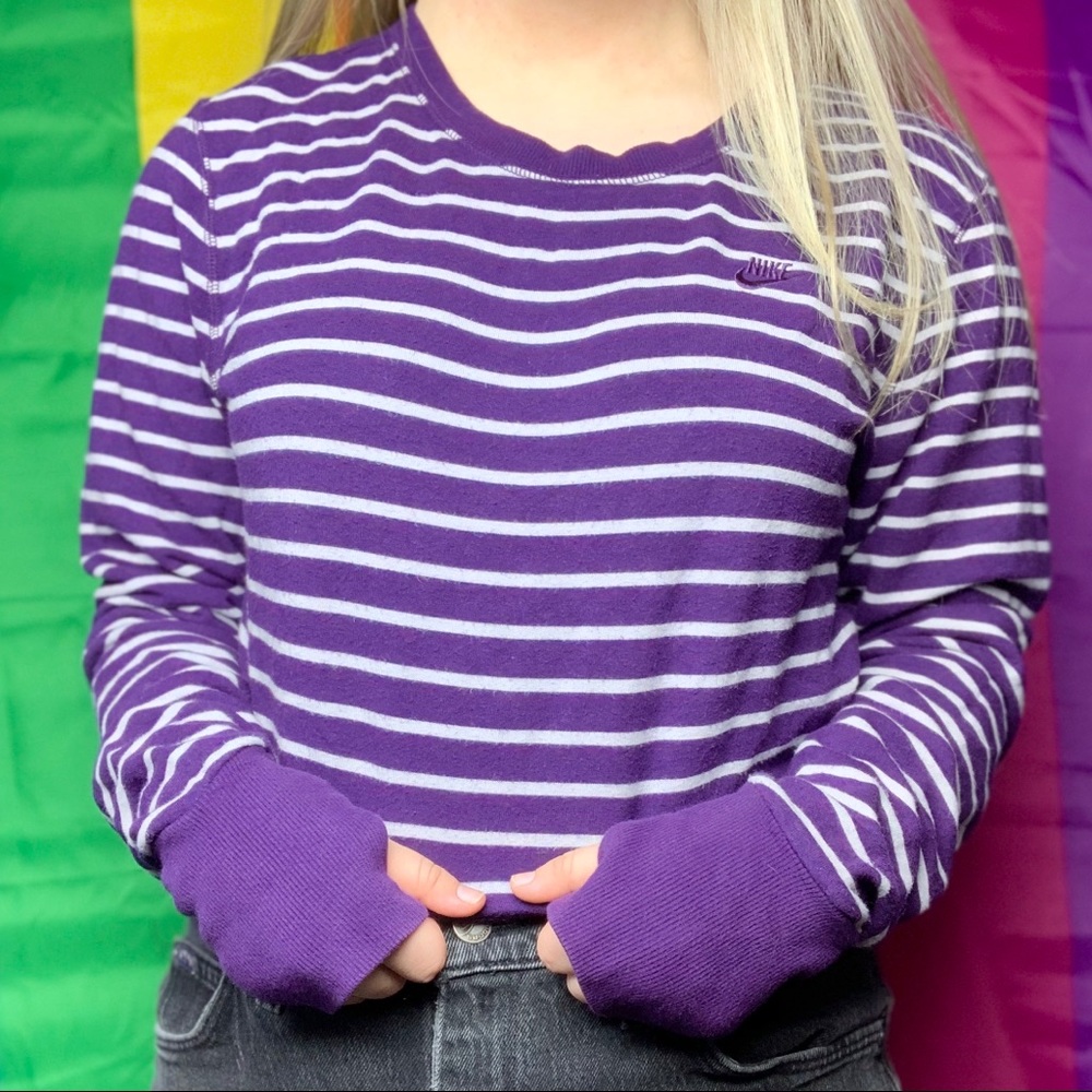 nike purple striped sweater